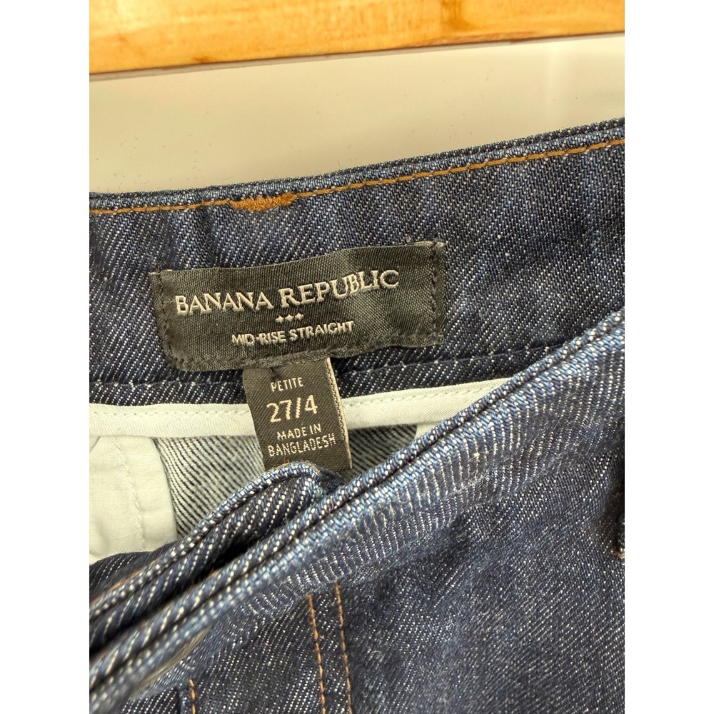 Banana Republic Jeans Women 27/4 Petite Dark Wash Mid-Rise Straight Pleated 0062 - Picture 6 of 9
